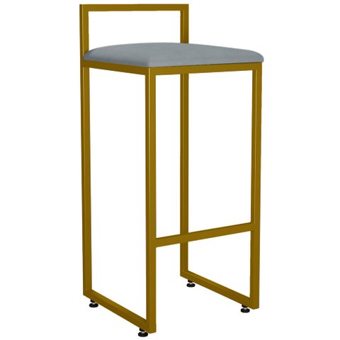 Banqueta Alta Para Cozinha Sala De Jantar Hanna L02 Dourado Suede Cinza - Lyam Decor