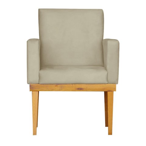Kit 2 Poltronas Bella Luxo Base de Madeira Maciça Recepção - Suede Cappuccino