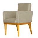 Ver imagem 2 de Kit 2 Poltronas Bella Luxo Base de Madeira Maciça Recepção - Suede Cappuccino