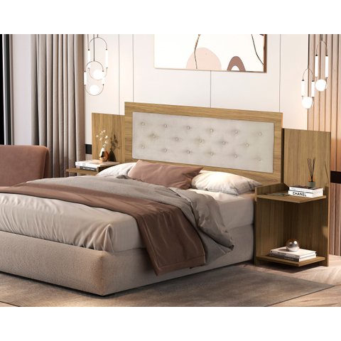 Cabeçeira Casal Box Áustria 100% MDF Multimídias p/ 138/158 cm -com Captone:Amendoa