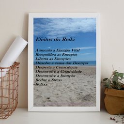 Quadro Decorativo Efeitos do Reiki 33x24cm - com Vidro:madeira Branca - 1