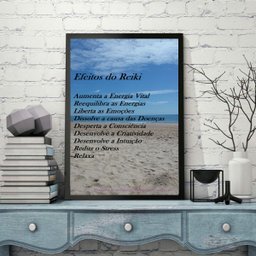 Quadro Decorativo Efeitos do Reiki 33x24cm - com Vidro:madeira Branca - 2