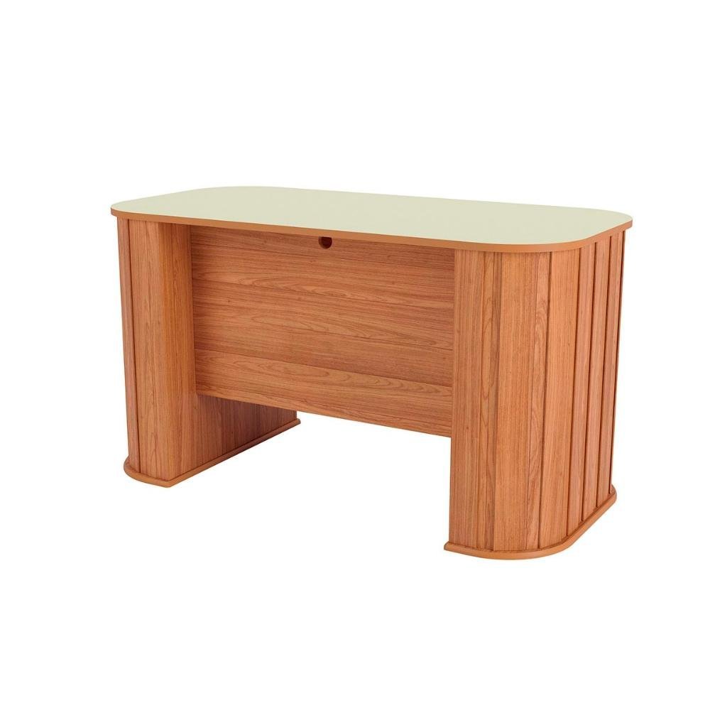 Mesa para Escritório Ripada 100% Mdf Dalla Costa 1,35 M Cor:off White com Freijó - 12