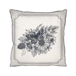 Capa de Almofada Decorativa Floral Azul 100% Algodão para Sofá - 43x43cm