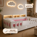 Ver imagem 5 de Cama Infantil Nina em MDF com Colchão e Enxoval Trança Rosa 2,5m e Luminária Nuvem LED em MDF - Bran