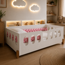 Ver imagem 4 de Cama Infantil Nina em MDF com Colchão e Enxoval Trança Rosa 2,5m e Luminária Nuvem LED em MDF - Bran