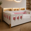 Ver imagem 2 de Cama Infantil Nina em MDF com Colchão e Enxoval Trança Rosa 2,5m e Luminária Nuvem LED em MDF - Bran