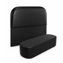 Ver imagem 1 de Kit Ibiza Orgânico Cabeceira Casal Estofada Corino Preto com Recamier Puff