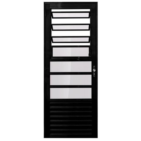Porta de Giro Alumínio Preto Basculante Veneziana 07V Maxx - 210x60 - Esquerda