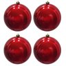 Kit 4 Bolas de Natal Vermelha Brilhante Tradicional Grande 14cm - Magizi - 1