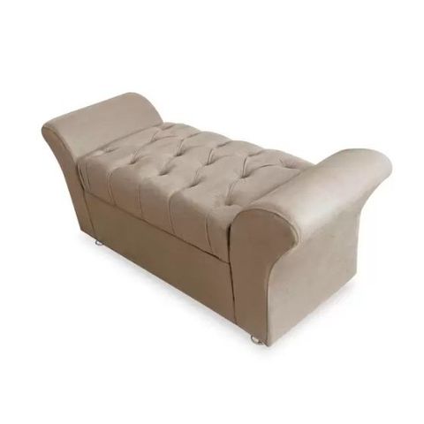 Calçadeira Baú Veneza Solteiro 90cm Suede - Renascer Decor:Bege
