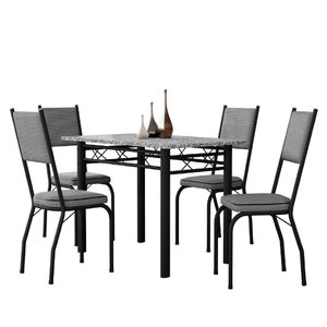 Conjunto Sala de Jantar Mesa Tampo Granito 1,20m com 4 Cadeiras Diana Artefamol