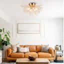 Ver imagem 3 de Lustre Plafon Teto Redondo Cristal Dente de Leão 50cm Dourado