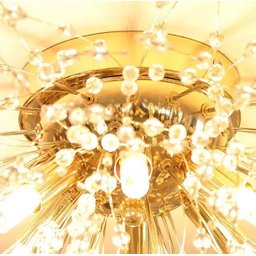 Lustre Plafon Teto Redondo Cristal Dente de Leão 50cm Dourado - 5