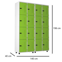 Armário Roupeiro Aço 16 Portas Academia Guarda Volume Trinco Verde - 2