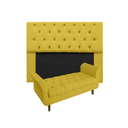 Ver imagem 1 de Cabeceira Mirage + Recamier Grécia Com Capitonê Casal 140 cm Suede Amarelo - LM DECOR