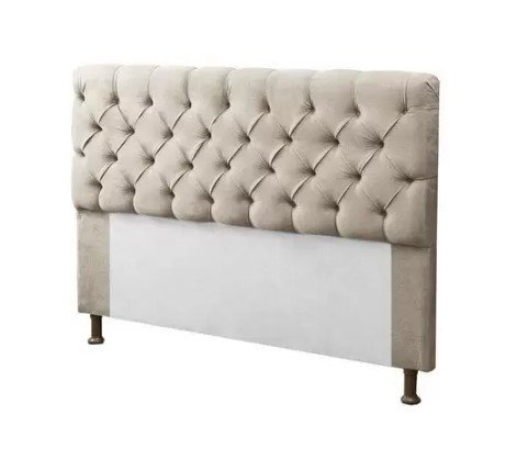 Cabeceira Mirage Para Cama Box Casal 140cm Com Capitonê Suede:Bege