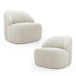 Kit 02 Poltronas Decorativas Kaya Orgânica Bouclê Bege - Desk Design - 1