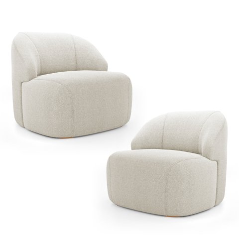 Kit 02 Poltronas Decorativas Gtdnexxus Orgânica Bouclê Bege