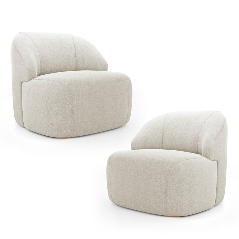 Kit 02 Poltronas Decorativas Kaya Orgânica Bouclê Bege - Desk Design