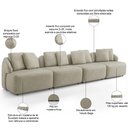 Ver imagem 4 de Sofá 4 Lugares para Sala de Estar Living 314cm Arlo F04 Veludo Bege - Lyam Decor