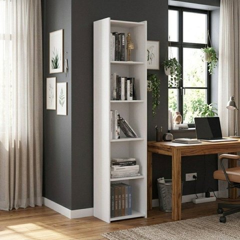 Estante de Livros Retrô 40cm com 4 Prateleiras Branca
