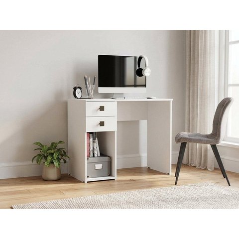 Escrivaninha Mesa para Computador com 2 Gavetas 110cm Branco