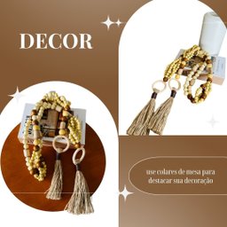 Colar Decorativo de Mesa Grande 1,76 Cm Madeira Tais - 6