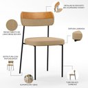 Ver imagem 7 de Kit 02 Cadeira Decorativa Estofada para Sala de Jantar Melina L02 Linho Bege Escuro Couríssimo
