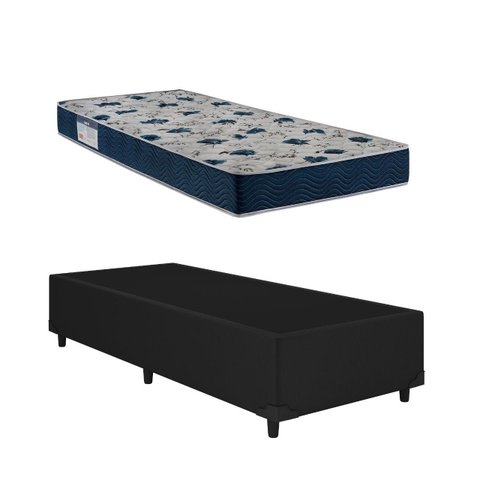 Cama Base Solteiro Preto Colchão Iso 60 D28 - Ortobom