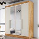 Ver imagem 1 de Guarda-roupa Casal Nantes 4 Portas 3 Gavetas 100%mdfs com Espelho Peroba/off White - Europa Móveis