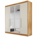 Ver imagem 5 de Guarda-roupa Casal Nantes 4 Portas 3 Gavetas 100%mdfs com Espelho Peroba/off White - Europa Móveis