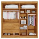 Ver imagem 3 de Guarda-roupa Casal Nantes 4 Portas 3 Gavetas 100%mdfs com Espelho Peroba/off White - Europa Móveis
