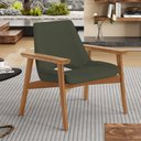 Ver imagem 2 de Kit 02 Poltronas Decorativa para Sala de Estar Living Base Madeira Becker L02 Linho Verde Musgo - Ly