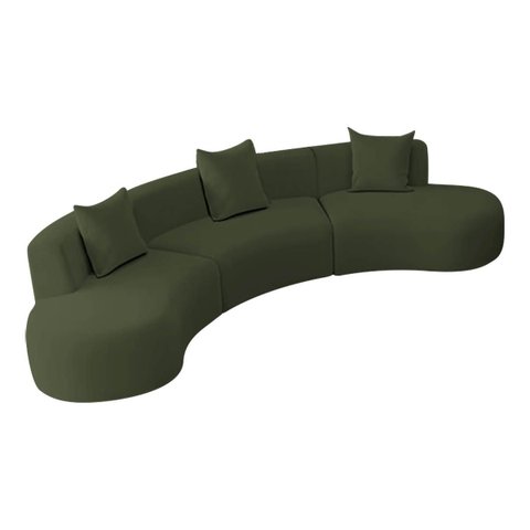 Kit Sofá Modular 4 Lugares Moderno Curvo Orgânico Duna Linho