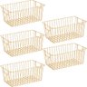 Kit 5 Cestos Aramados Multiuso Organizadores Retangulares Dourados Arthi Lavanderia Banheiro - 1
