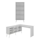 Ver imagem 3 de Kit 2 Peças Escrivaninha em L com 3 Gavetas e Armário Multiuso com Vidro Glass Multimóveis Mp6049
