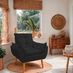 Cadeira Poltrona para Sala Opala Confortável e Reforçada Veludo Preto - 1