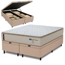Ver imagem 3 de Cama Box Baú Queen Probel Molas Ensacadas Pillow Top 158x198x71cm Guarda Costas Genova Branco/Bege