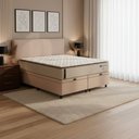 Ver imagem 1 de Cama Box Baú Queen Probel Molas Ensacadas Pillow Top 158x198x71cm Guarda Costas Genova Branco/Bege