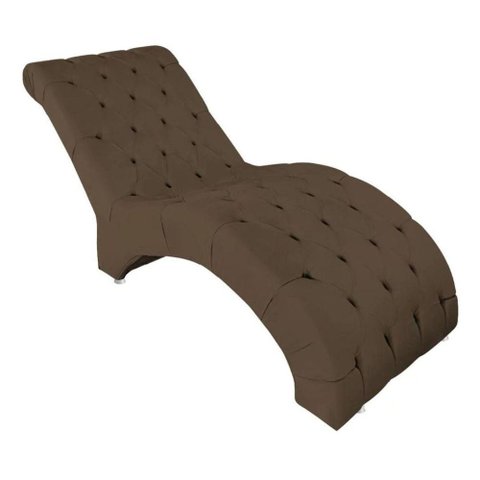 Recamier Divã Espreguiçadeira para Sala Cliníca Aline Suede Cor:marrom