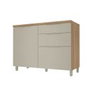Ver imagem 1 de Balcão 1 Porta 3 Gavetas Nesher Marquesa 120cm 100 MDF Nature/Greige