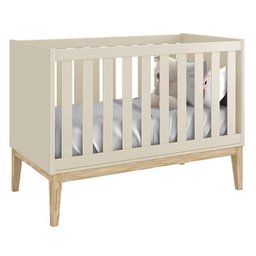 Berço Mini Cama Classic Areia Fosco com Pés Madeira Natural - Reller Móveis - 2