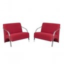 Ver imagem 1 de Kit 2 Poltronas Namoradeira Alumínio Suede Vermelho