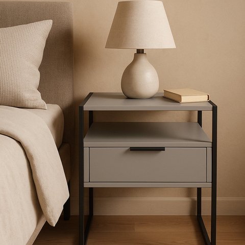 Mesa de Cabeceira 1 Gaveta Estilo Industrial Detroit