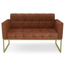 Ver mais imagens de Sofá Namoradeira e 2 Poltronas Base Industrial Dourado Ana Sintético Pu Nozes - Ibiza