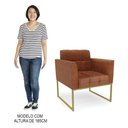 Ver imagem 7 de Sofá Namoradeira e 2 Poltronas Base Industrial Dourado Ana Sintético Pu Nozes - Ibiza