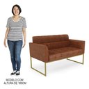 Ver imagem 6 de Sofá Namoradeira e 2 Poltronas Base Industrial Dourado Ana Sintético Pu Nozes - Ibiza