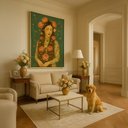 Ver imagem 4 de Quadro Canvas Mulher Ruiva Vintage Flores 90x60 Mold Preta