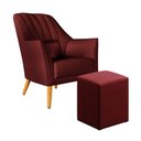 Ver imagem 1 de Poltrona Orion Bordada com Puff Izar Suede Bordô Aradecor